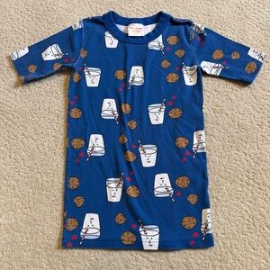 Hanna Andersson Blue Short Sleeve Pajama Top Milk and Cookies US 12 150